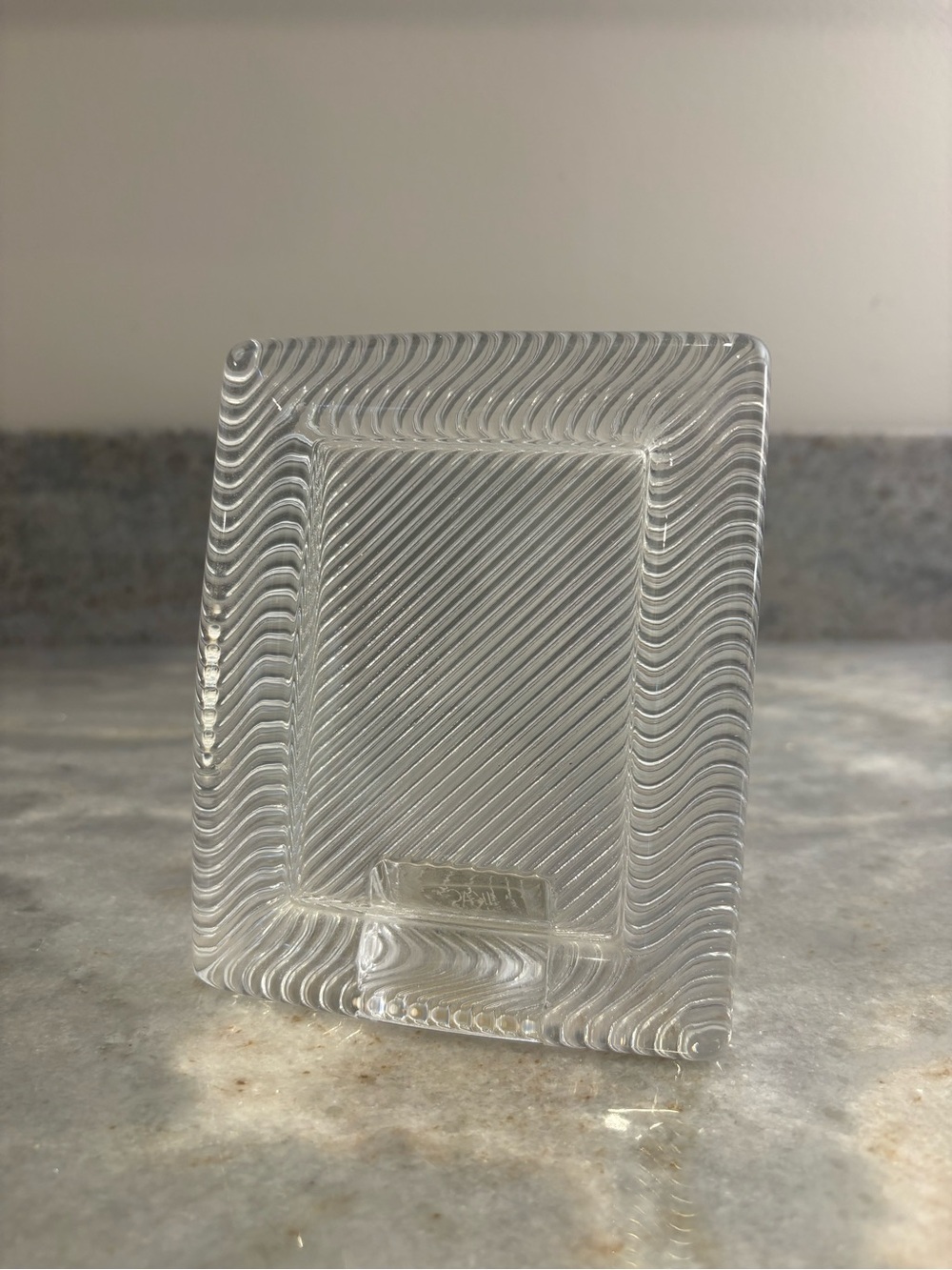 VINTAGE MIKASA Heavy Wavy Crystal Picture Frame Art Deco Collector